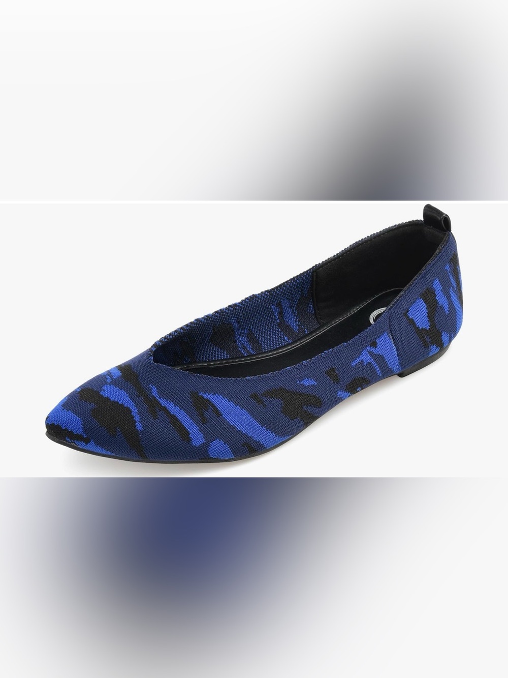 Journee Collection Karise Knit Pointed Toe Ballet Flats Blue Camo - Size 9 NIB